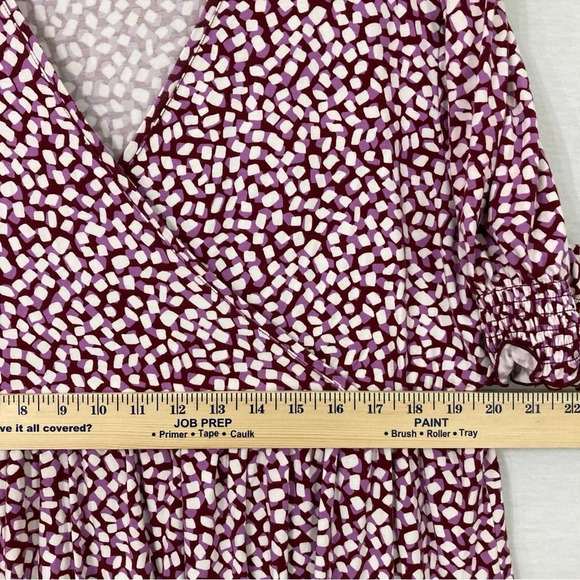 Draper James Purple White Polka Dot V Neck Stretch Tiered Casual Dress size XXL - Picture 7 of 12